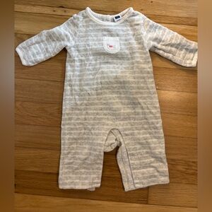 Janie and Jack Holiday Layette Gray White Stripe Velour Romper Size 0-3 months